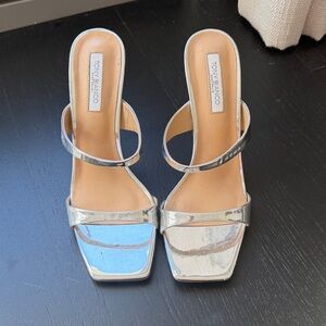 Tony Bianco Metallic Silver Square-Toe heels
